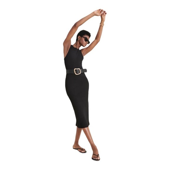 Sold Out Dresses & Skirts - NWT Sold Out NYC Not So Basic Dress MEDIUM Black Ribbed Knit Sleeveless Midi
